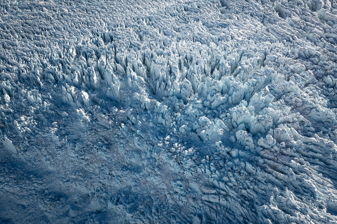 Helicopter landing on glacier